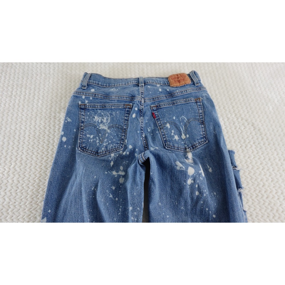 VTG Levi's Size 12 Jeans 550 Classic Relax Taper Distress Destroyed Ripped Blue - Picture 5 of 15